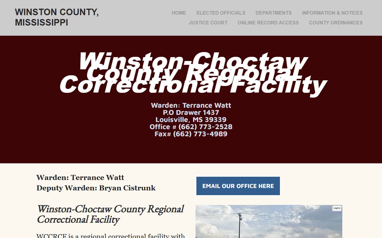 Winston-Choctaw County Regional Correctional Facility inmate programs and capacity source